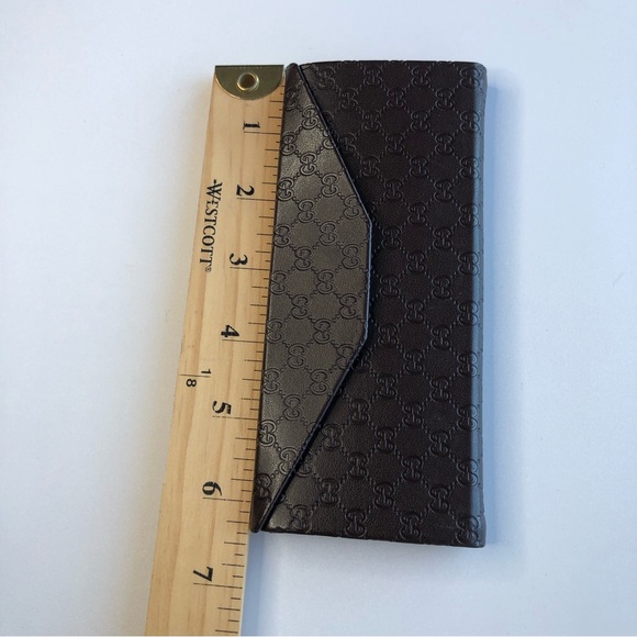 GUCCI Brown Leather GG Monogram Collapsable Sunglass Case - Picture 8 of 9